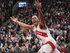 Raptors forward Scottie Barnes came off the bench against the Cavaliers on Monday.
