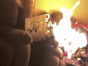 Couch on fire