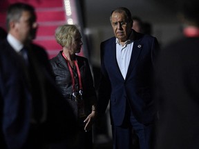 Russian Foreign Minister Sergei Lavrov arrives at Ngurah Rai International airport at Tuban, Badung regency, Indonesia resort island of Bali, Nov. 13, 2022.