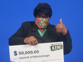 Laura Biggs of Mississauga with her Daily Keno winnings.