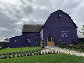 Closson Chase Vineyards in Hillier, Ont., and its trademark purple barn. JANE STEVENSON/TORONTO SUN