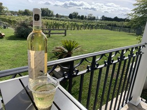 Enjoying some White Rabbit 2021 at Waupoos Estate Winery in Picton. JANE STEVENSON/TORONTO SUN