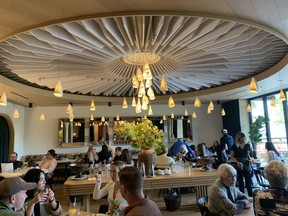 The wooden fin ceiling of The Dining Room at The Royal Hotel in Picton. JANE STEVENSON/TORONTO SUN