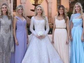 Wedding photo from Tiffany Trump's wedding (from L to R): Lara Trump, Marla Maples, Tiffany Trump, Melania Trump and Ivanka Trump.