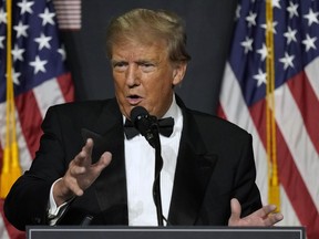 Former U.S. President Donald Trump speaks at Mar-a-Lago Friday, Nov. 18, 2022 in Palm Beach, Fla.