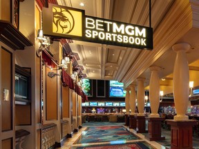 A BetMGM sign is pictured in the Bellagio Las Vegas in this undated file photo.