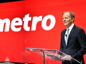 Metro Inc. chief executive officer Eric La Flèche is seen addressing shareholders on Tuesday, Jan. 25, 2022, during the company’s virtual annual meeting.