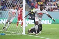 Breel Embolo of Switzerland celebrates after scoring against Serbia.