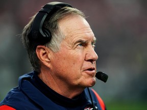 Head coach Bill Belichick of the New England Patriots reacts during the third quarter against the Las Vegas Raiders at Allegiant Stadium on December 18, 2022 in Las Vegas, Nevada. (Chris Unger/Getty Images)