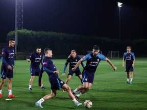 Croatia players train during a session at Al Erssal Training Site on Thursday.
