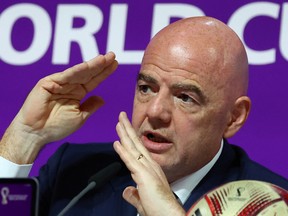 FIFA president Gianni Infantino during a news conference.
