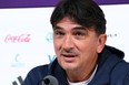 Croatia's coach Zlatko Dalic gives a press conference at the Qatar National Convention Center.