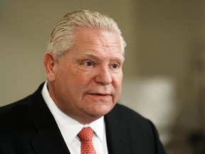 Ontario Premier Doug Ford attends a news conference at the Michener Institute of Education in Toronto, Thursday, Dec. 1, 2022.