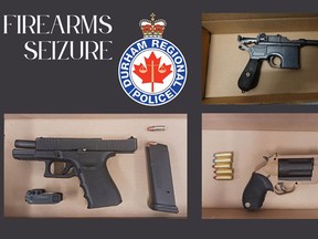 Guns seized by Durham Regional Police as part of an investigation.