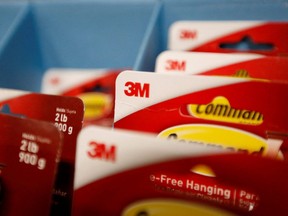The 3M logo is pictured on products at an Orchard Supply Hardware store in Pasadena, Calif., Jan. 24, 2017.