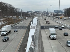 Hwy. 401 between Mavis Rd.and Erin Mills Pkwy./Mississauga Rd. in Mississauga.