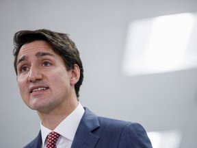 Canada's Prime Minister Justin Trudeau speaks during his visit to the Schulich School of Medicine and Dentistry in London, Ont.