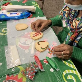 Creating beautiful Ugly Sweater cookies -Rita DeMontis photo