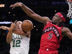 The Raptors hope to have forward Precious Achiuwa and his physical brand of defence, back in the lineup on Friday night against the Phoenix Suns.  AP Photo/Charles Krupa