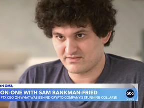 In this screengrab from an interview with ABC News is Sam Bankman-Fried, former CEO of the failed cryptocurrency exchange FTX.