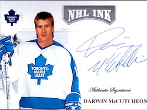 Darwin McCutcheon played one game for the Toronto Maple Leafs, filling in for an injured Borje Salming in a game against the Detroit Red Wings on Dec. 31, 1981.