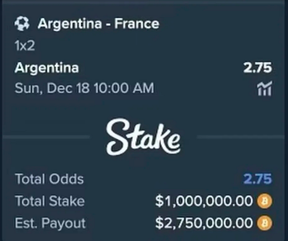 Drake bet $1 million that Argentina would beat France in the World Cup. But lost the bet after the match went into extra time.