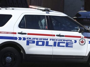 A 50-year-old woman is in hospital after being stabbed repeatedly in a random attack in Ajax.
