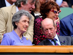 Prince Edward, Duke of Kent and Lady Susan Hussey attend the ladies' singles Wimbledon second round match between Eugenie Bouchard of Canada and Ana Ivanovic of Serbia at the All England Lawn Tennis and Croquet Club on June 26, 2013 in London.