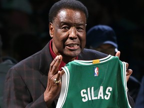Member of the 1976 Boston Celtics Championship team Paul Silas is honoured at halftime of the game between the Boston Celtics and the Miami Heat at TD Garden on April 13, 2016 in Boston.