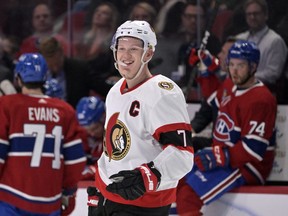 Ottawa Senators forward Brady Tkachuk celebrates after scoring a goal against the Montreal Canadiens during the third period at the Bell Centre.