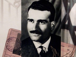 FILE PHOTO: Reproduction of an Israeli stamp being issued to honour the Mossad intelligence agency spy Eli Cohen who was hanged in Damascus in 1965./File Photo
