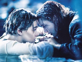 Leonardo DiCaprio and Kate Winslet in a scene from Titanic.