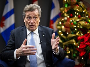 Toronto Mayor John Tory during a year-end interview at the protocol lounge at his city hall office in Toronto, Ont. on Wednesday December 21, 2022. Ernest Doroszuk/Toronto Sun/Postmedia