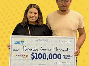 Brenda Gomez Hernandez found out she won the lottery the same day she gave birth. North Carolina Lottery