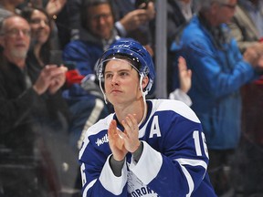 Maple Leafs winger Mitch Marner was looking to pick up at least a point in his 19th consecutive game on Saturday night.