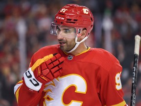 Calgary Flames forward Nazem Kadri skated in a game at Scotiabank Saddledome on Monday, November 14, 2022.