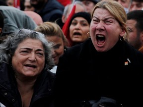 A supporter of Istanbul Mayor Ekrem Imamoglu screams during a rally to oppose the conviction and political ban of Imamoglu, in Istanbul, Turkey December 15, 2022.