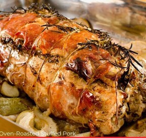 Oven-roasted stuffed pork. (supplied/Chefs Pencil)