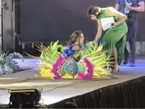 Andrea Granados was electrocuted while on stage competing in the Miss Sahuayo 2022 contest in Michoacán on Sunday, according to reports.
