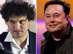Sam Bankman-Fried, left, and Elon Musk, right.