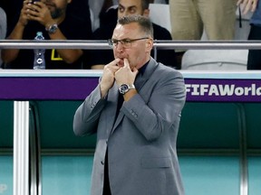 Poland coach Czeslaw Michniewicz reacts during the match against France at Al Thumama Stadium, Doha, Qatar on December 4, 2022.