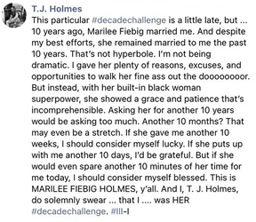 TJ Holmes brincou sobre dar a sua esposa alguns 
