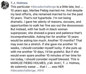 TJ Holmes brincou sobre dar a sua esposa alguns