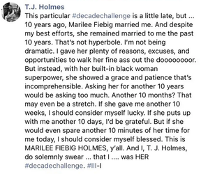 T.J. Holmes joked about giving wife ‘reasons’ to leave on their 10-year anniversary.