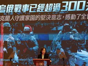 Taiwan President Tsai Ing-wen speaks at a news conference on new measures to reinforce the island's civil defence amid the rising China military threat in Taipei, Taiwan, December 27, 2022.