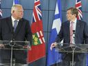 Premier Doug Ford (L) and Mayor John Tory announce funding for new closed circuit cameras on August 23, 2019. 