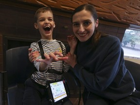 Karolina Krystyniak and her son Franek, 8, who doesn't let his Angelman syndrome get in the way of having fun at Variety Village in Scarborough on Tuesday, Nov. 29, 2022.