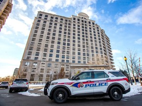 York Regional Police at the scene of a shooting from the previous night that left six dead, including the shooter at a condo building on Jane St, just north of Rutherford Rd. in Vaughan, On. on Monday December 19, 2022. Ernest Doroszuk/Toronto Sun/Postmedia
