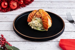 Double Cheese Zucchini Linguini with Broiled Lobster Tail – Tre Stelle