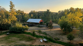 A covered bridge at the Abeja Winery & Inn near Walla Walla. (Alex Pulaski for The Washington Post)